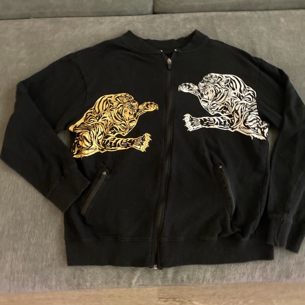 Tiger black gold and silver bomber jacket